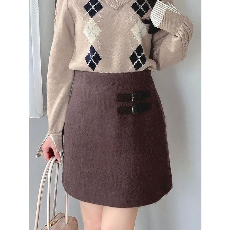 ブラウン | 【セットアップ対応】ヘアリーミニスカート | dazzlin