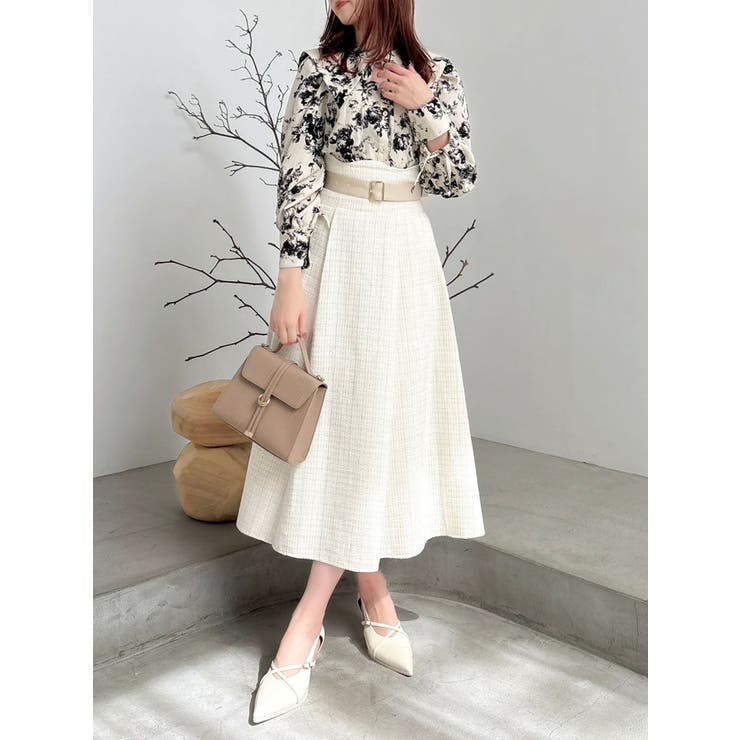 【WEB限定カラーあり】サイドタックベルトフレアスカート | dazzlin | 詳細画像10 