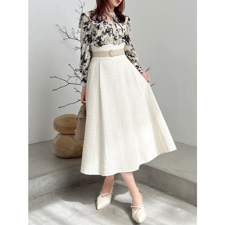 【WEB限定カラーあり】サイドタックベルトフレアスカート | dazzlin | 詳細画像12 