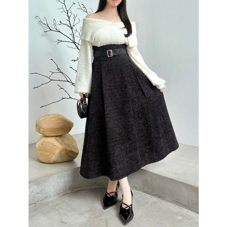 【WEB限定カラーあり】サイドタックベルトフレアスカート | dazzlin | 詳細画像21 