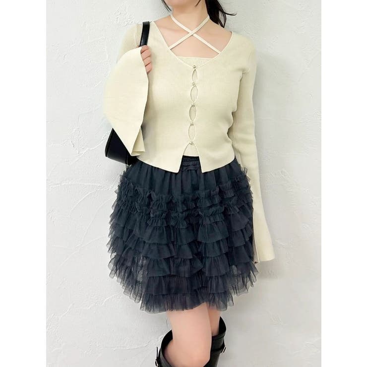 ボリュームフリルチュールミニスカート | dazzlin | 詳細画像12 