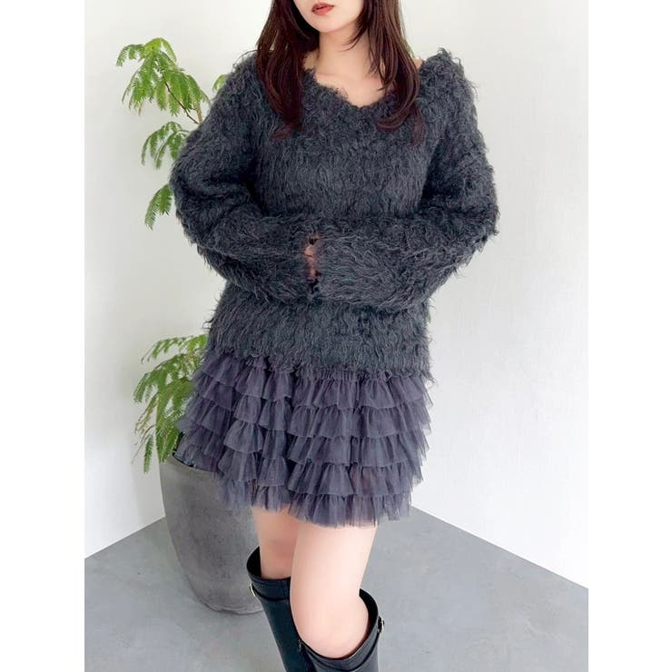 ボリュームフリルチュールミニスカート | dazzlin | 詳細画像15 