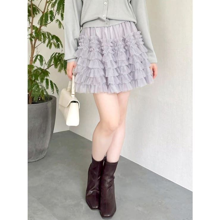 ボリュームフリルチュールミニスカート | dazzlin | 詳細画像2 