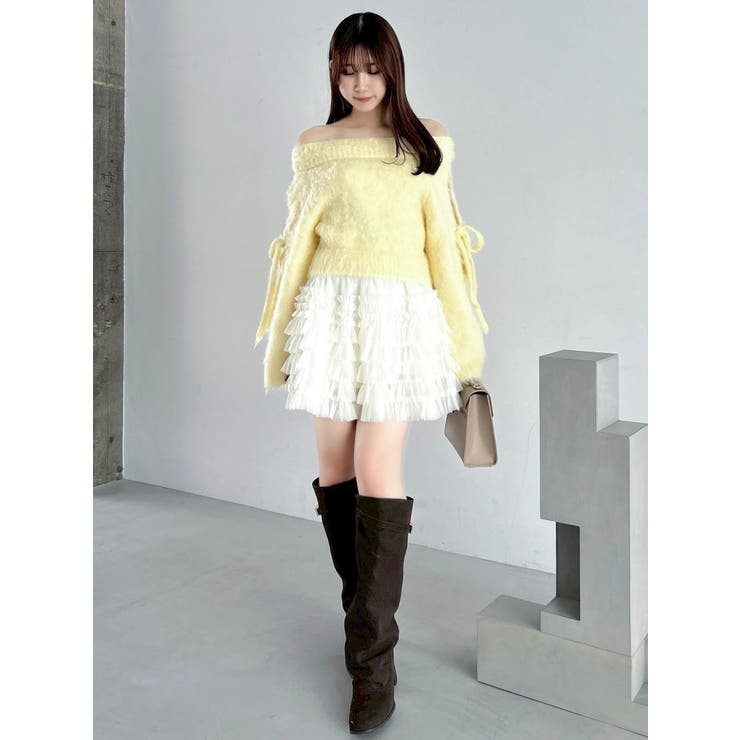 ボリュームフリルチュールミニスカート | dazzlin | 詳細画像4 