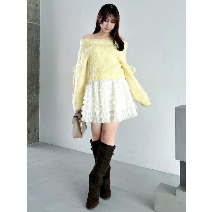 ボリュームフリルチュールミニスカート | dazzlin | 詳細画像5 