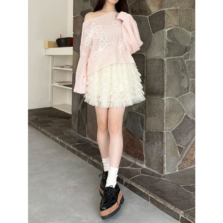 ボリュームフリルチュールミニスカート | dazzlin | 詳細画像9 