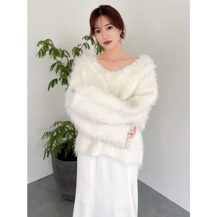 リップルカールⅤネックニット | dazzlin | 詳細画像13