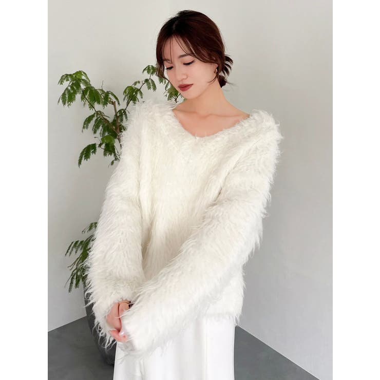 リップルカールⅤネックニット | dazzlin | 詳細画像14