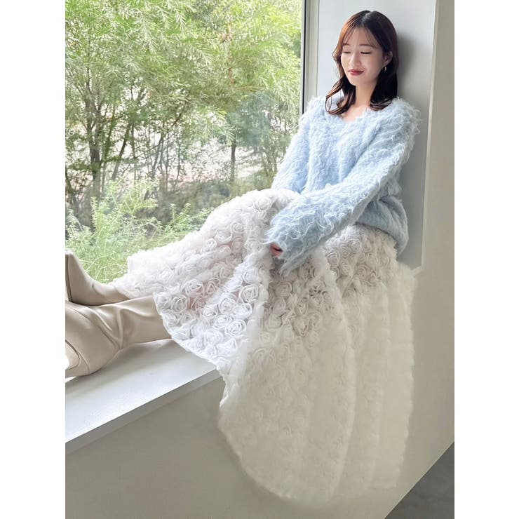 リップルカールⅤネックニット | dazzlin | 詳細画像34