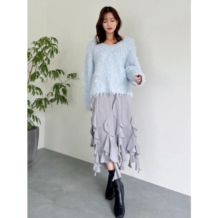 リップルカールⅤネックニット | dazzlin | 詳細画像39