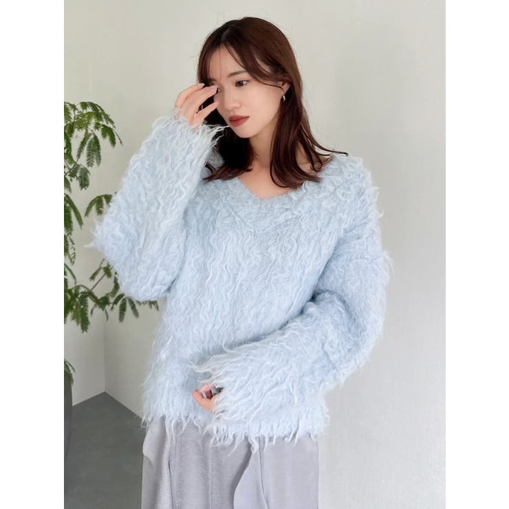 リップルカールⅤネックニット | dazzlin | 詳細画像40