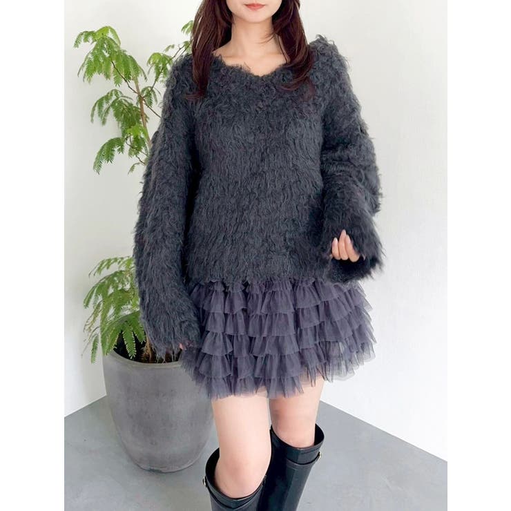 リップルカールⅤネックニット | dazzlin | 詳細画像41