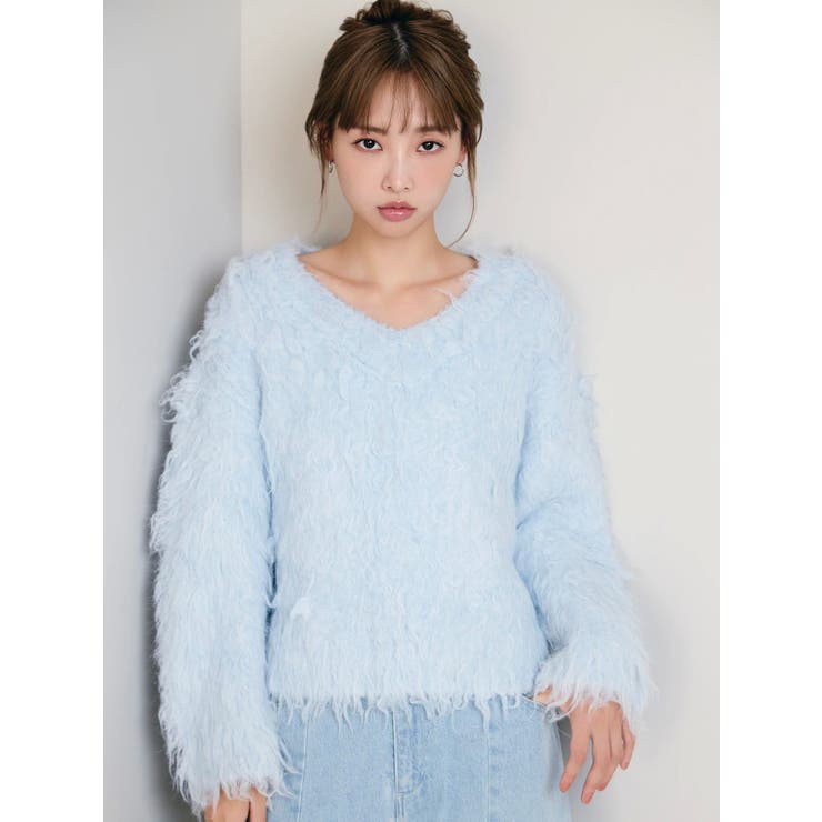 リップルカールⅤネックニット | dazzlin | 詳細画像7