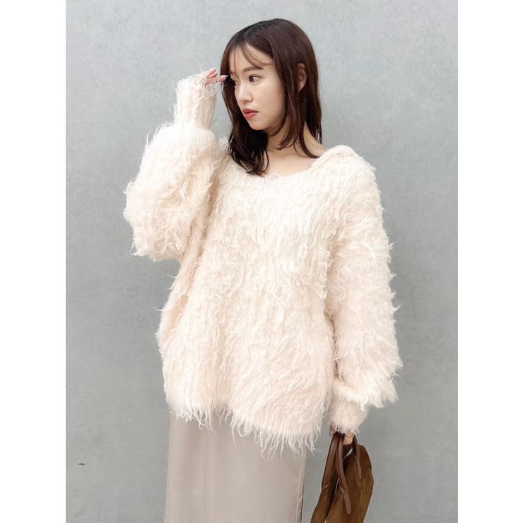 オレンジ | リップルカールニットフーディ | dazzlin