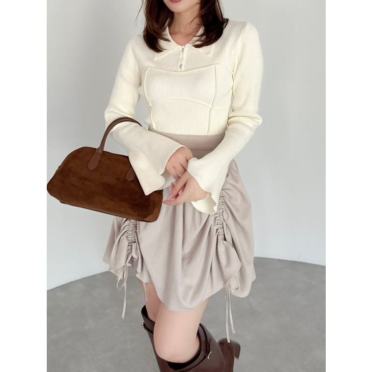 アイボリー | ラメビスチェラインニットトップス | dazzlin