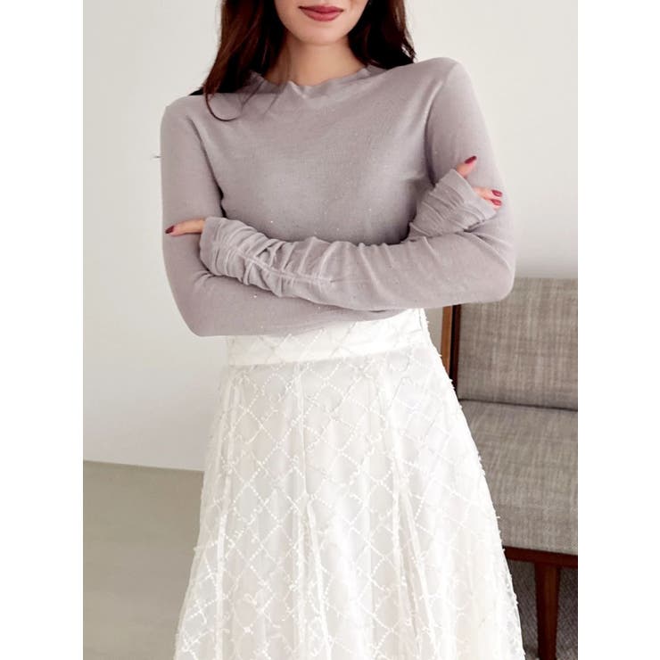 バックオープンスパンコールシアーニットトップス | dazzlin | 詳細画像15 