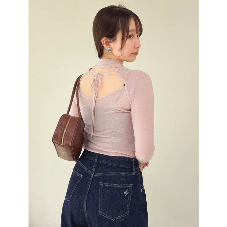 バックオープンスパンコールシアーニットトップス | dazzlin | 詳細画像5 