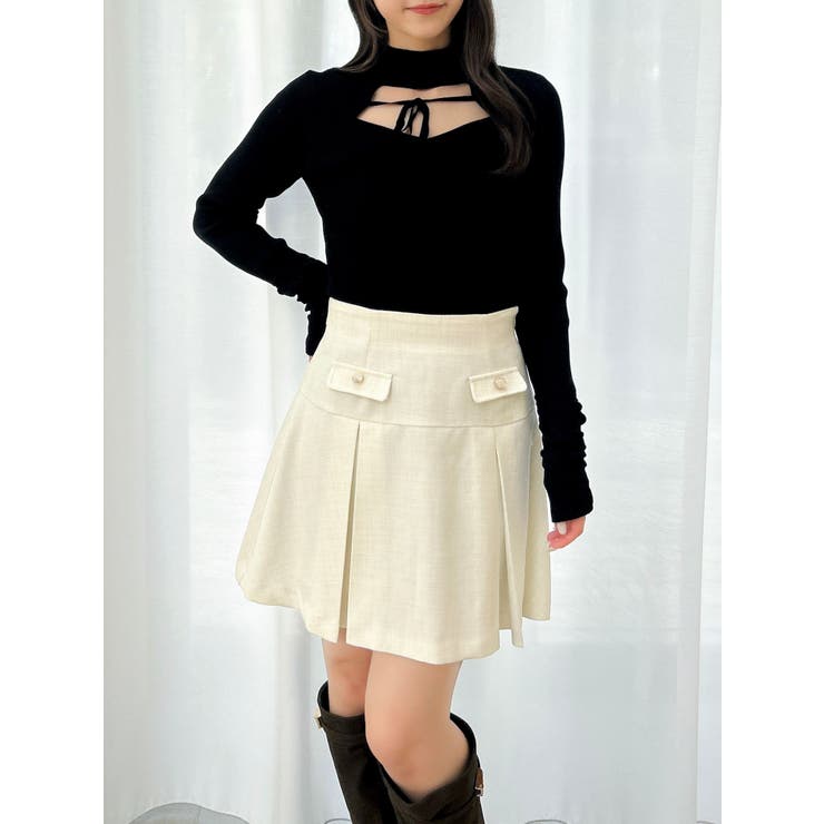 ブラック | バックオープンリブニットトップス | dazzlin