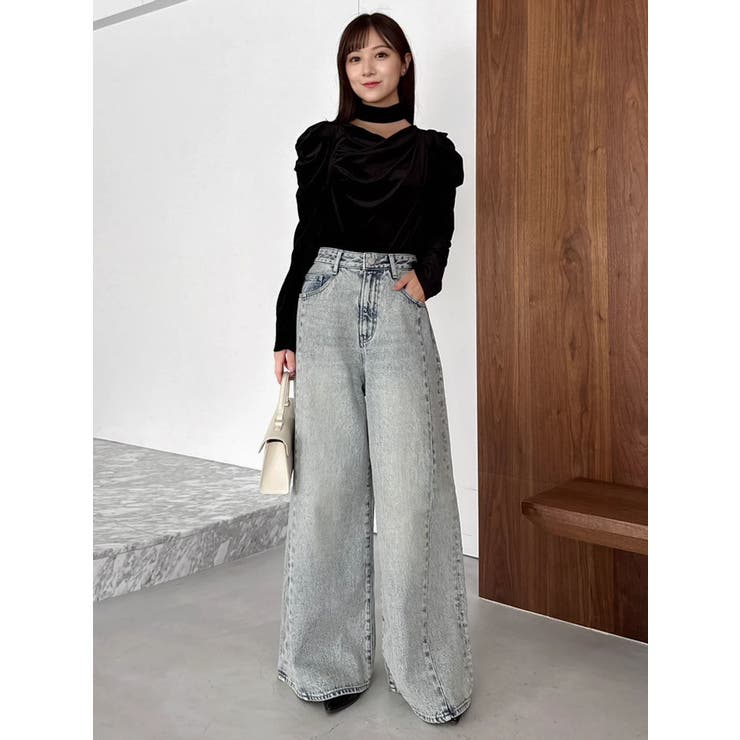 チョーカー付ドレープシアーベロアトップス | dazzlin | 詳細画像12 