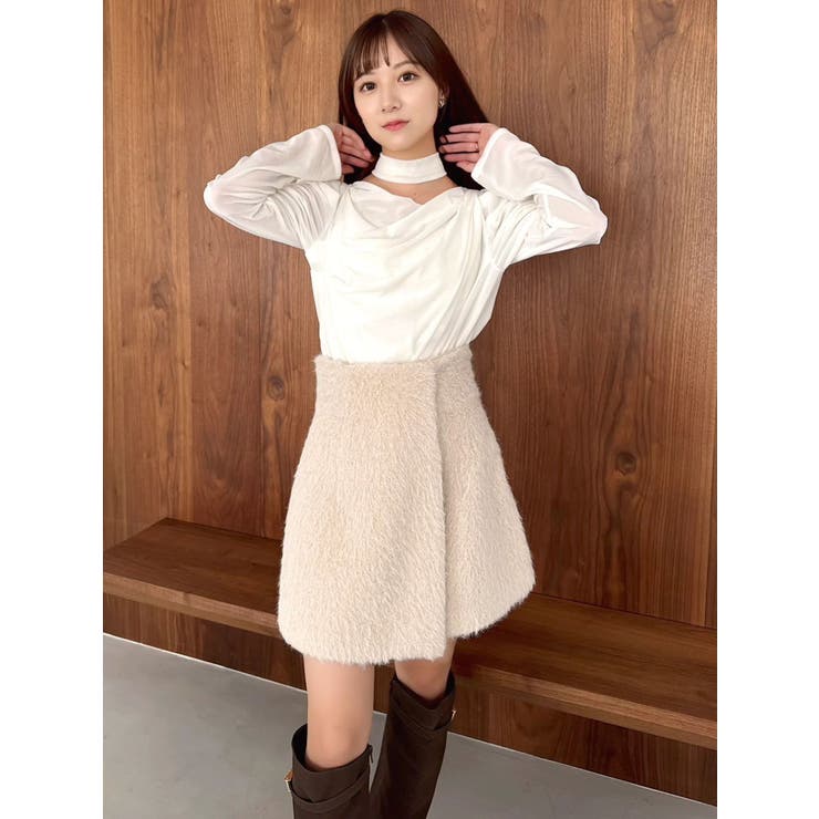 チョーカー付ドレープシアーベロアトップス | dazzlin | 詳細画像14 