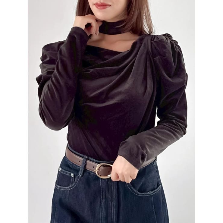 チョーカー付ドレープシアーベロアトップス | dazzlin | 詳細画像20 