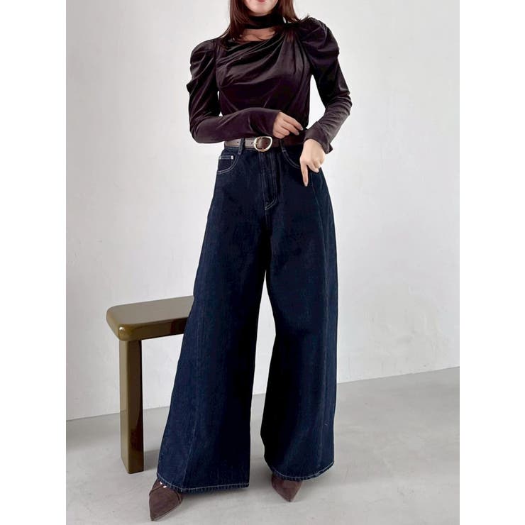 チョーカー付ドレープシアーベロアトップス | dazzlin | 詳細画像22 