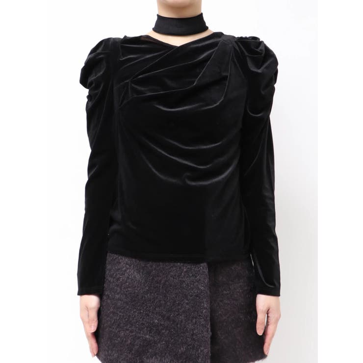 チョーカー付ドレープシアーベロアトップス | dazzlin | 詳細画像24 