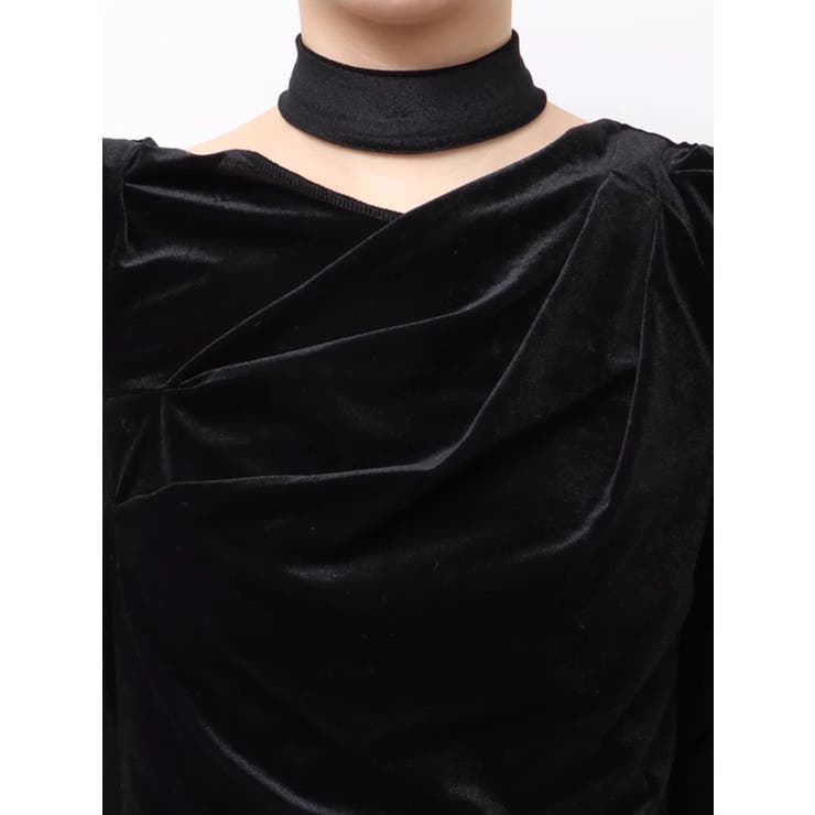 チョーカー付ドレープシアーベロアトップス | dazzlin | 詳細画像27 