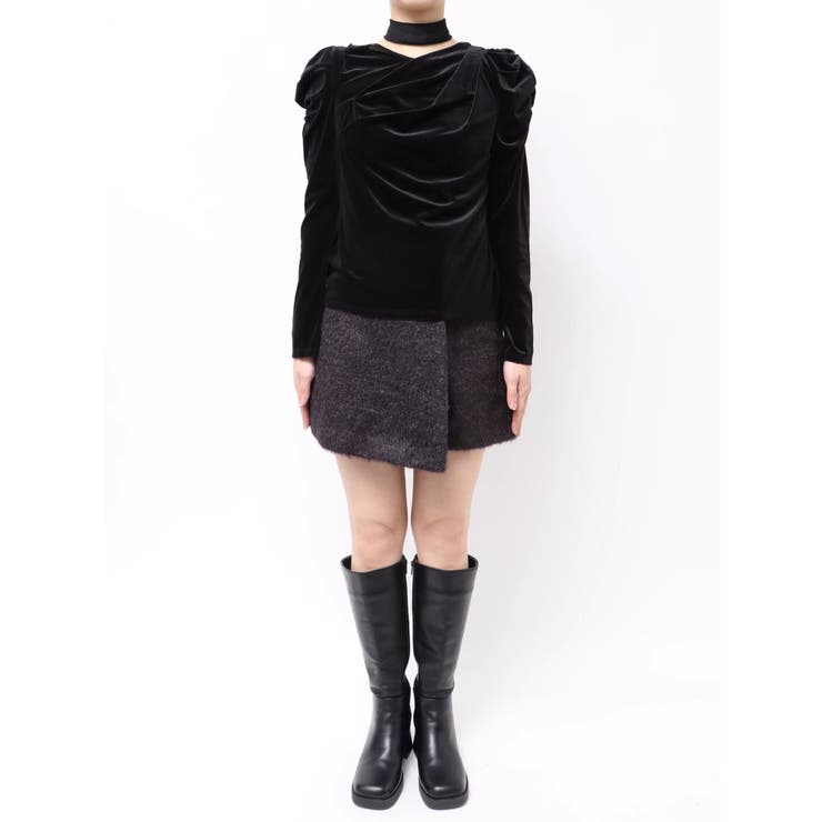 チョーカー付ドレープシアーベロアトップス | dazzlin | 詳細画像32 