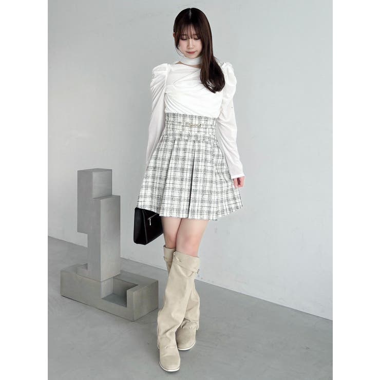 チョーカー付ドレープシアーベロアトップス | dazzlin | 詳細画像5 