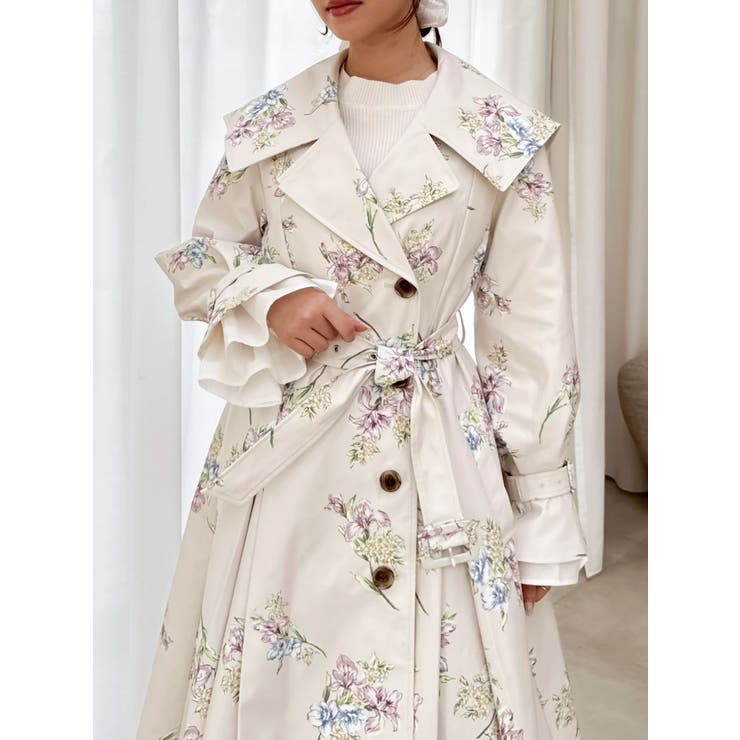 ビッグカラーフリルスリーブトレンチコート | dazzlin | 詳細画像10 