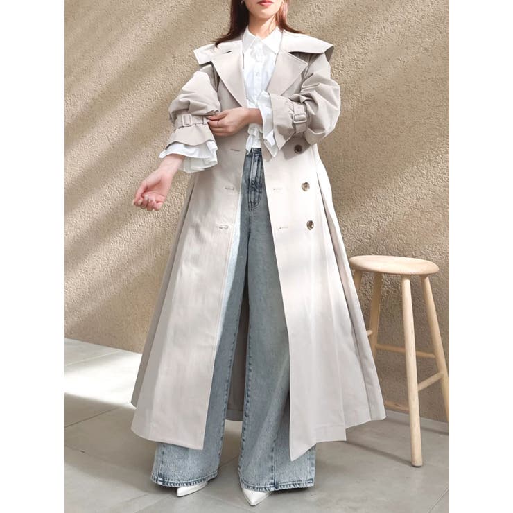 ビッグカラーフリルスリーブトレンチコート | dazzlin | 詳細画像16 