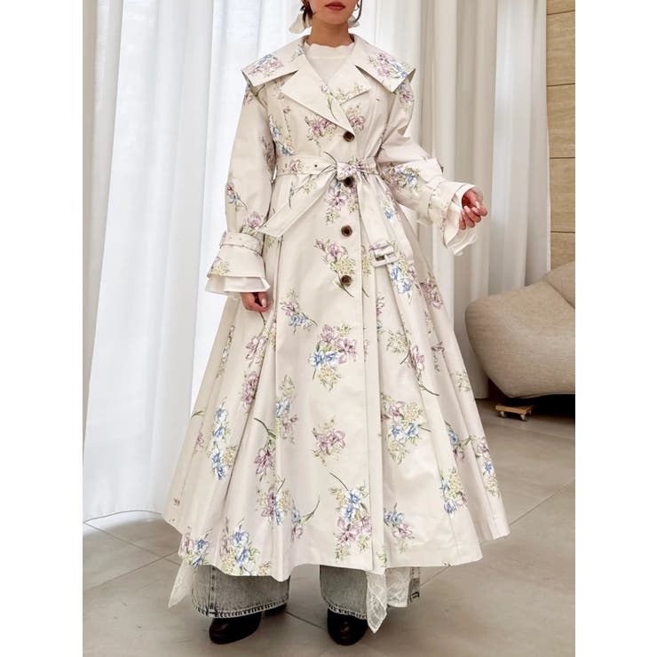 ピンク | ビッグカラーフリルスリーブトレンチコート | dazzlin