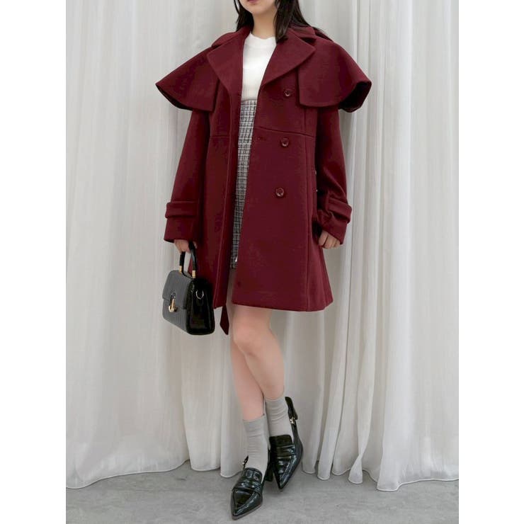 レッド | 2WAYケープミニトレンチコート | dazzlin
