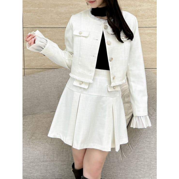 アイボリー | 2WAYシングルツイードジャケット | dazzlin