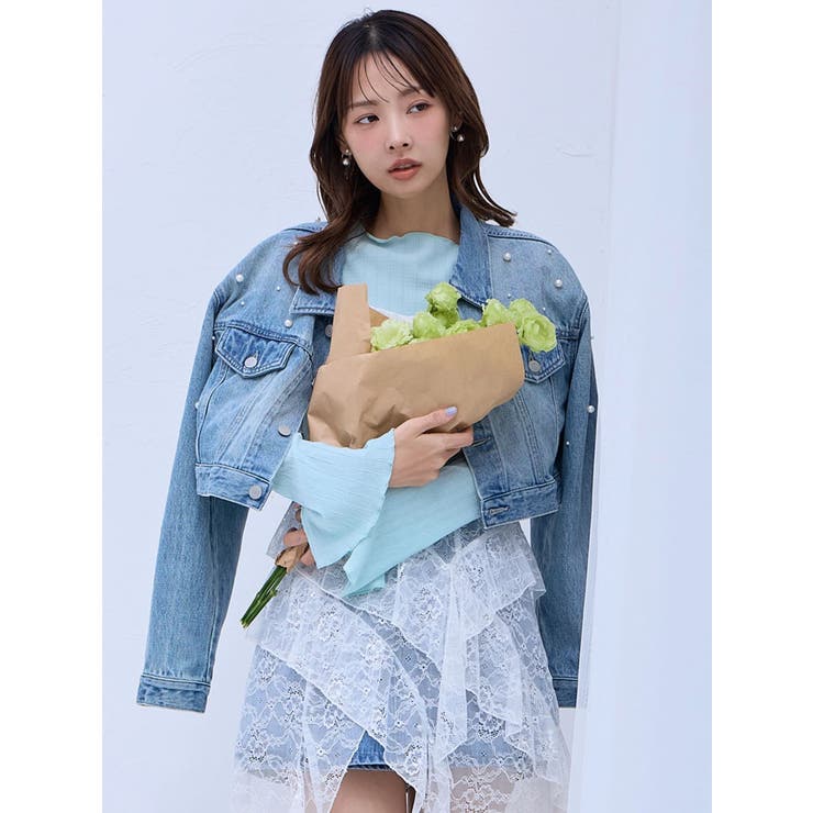 パールデニムショートジャケット | dazzlin | 詳細画像2 