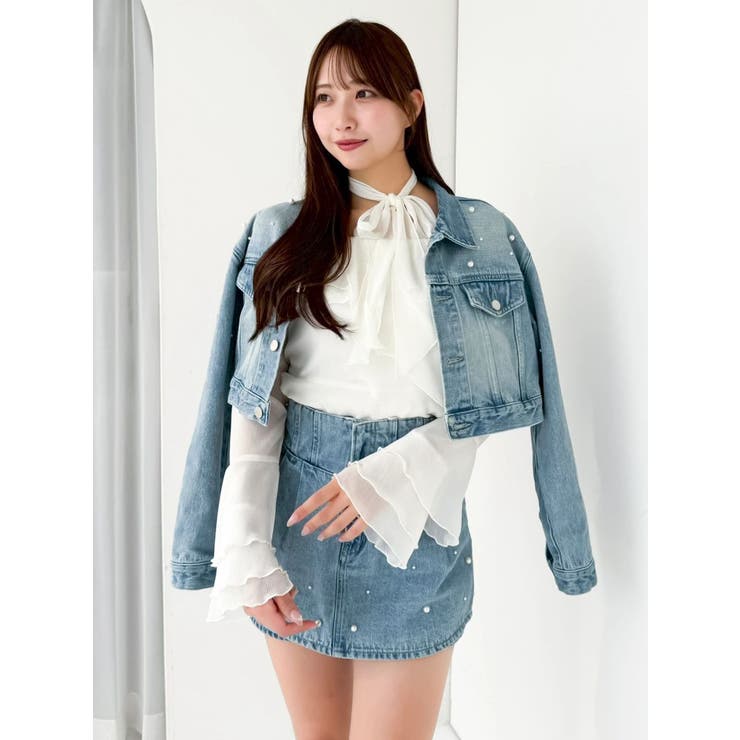 パールデニムショートジャケット | dazzlin | 詳細画像6 