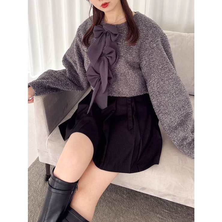 チャコールグレー | トリプルリボンショートブルゾン | dazzlin