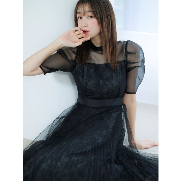 【藤井サチコラボ】チュールレイヤードレースドレス | dazzlin | 詳細画像2 