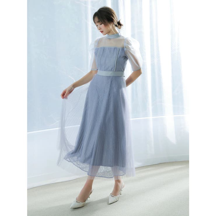 ブルー | 【藤井サチコラボ】チュールレイヤードレースドレス | dazzlin