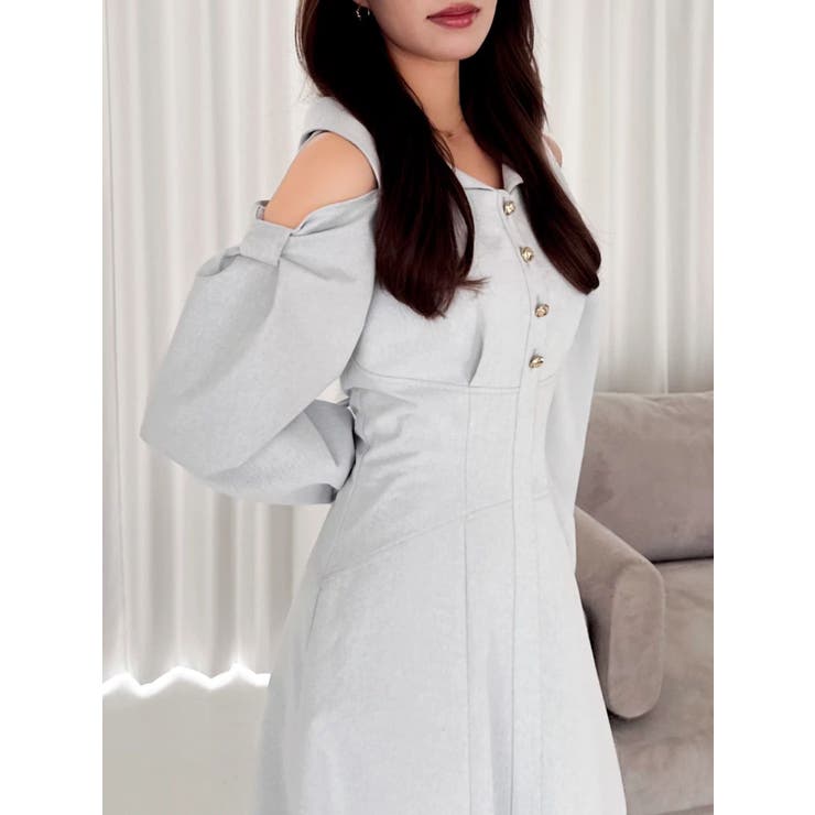 ブルー | ショルダーリボンシェイプワンピース | dazzlin