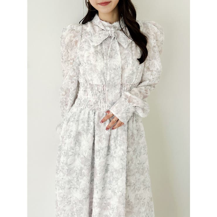 ヘアリーフラワーシフォンワンピース | dazzlin | 詳細画像1 