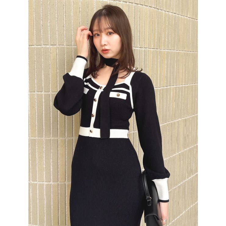 バイカラーニットワンピース | dazzlin | 詳細画像12 