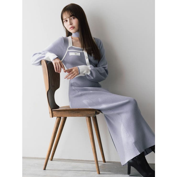 バイカラーニットワンピース | dazzlin | 詳細画像2 