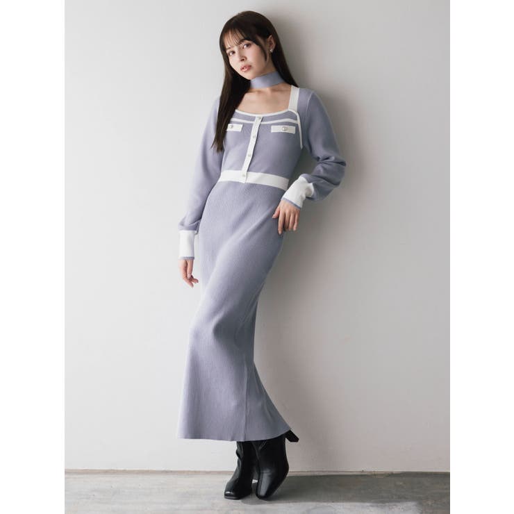 バイカラーニットワンピース | dazzlin | 詳細画像3 