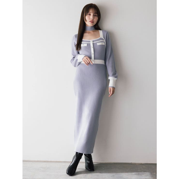 バイカラーニットワンピース | dazzlin | 詳細画像4 