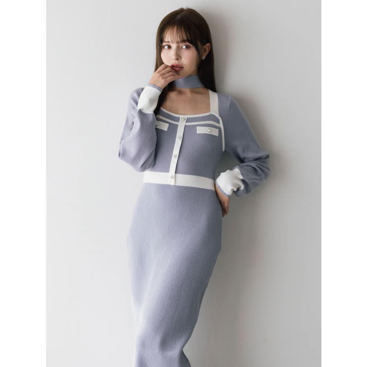 バイカラーニットワンピース | dazzlin | 詳細画像5 