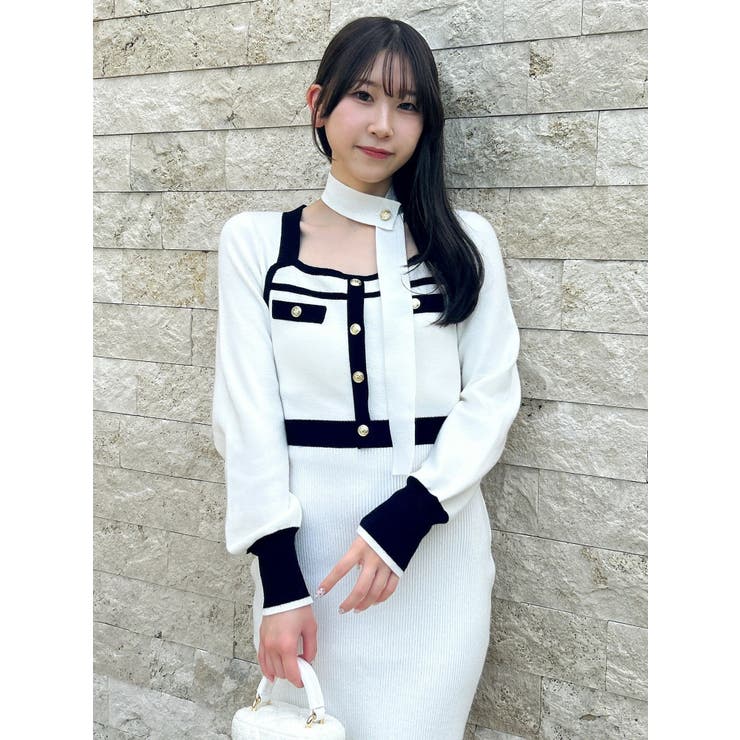 バイカラーニットワンピース | dazzlin | 詳細画像7 