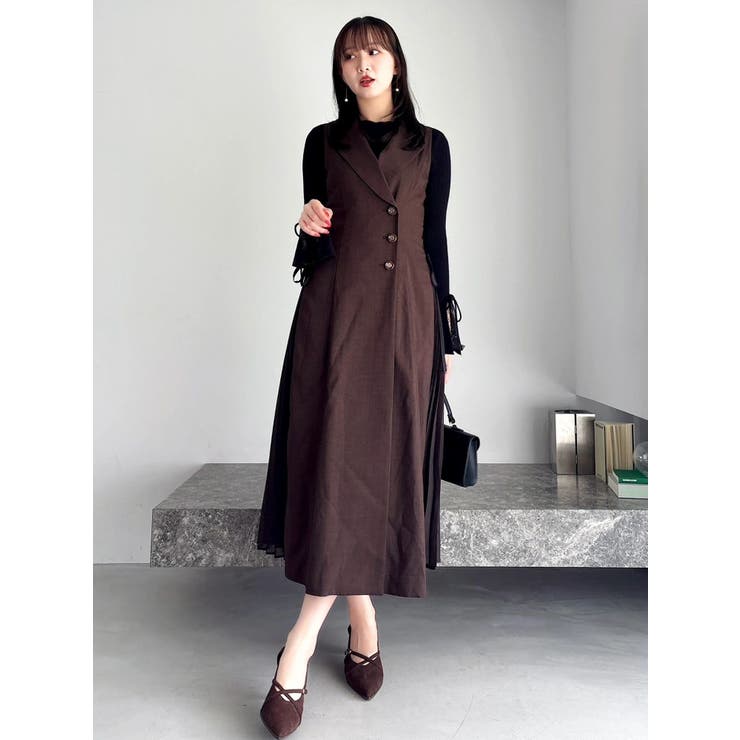 【新色あり】サイドプリーツテーラーワンピース | dazzlin | 詳細画像28 