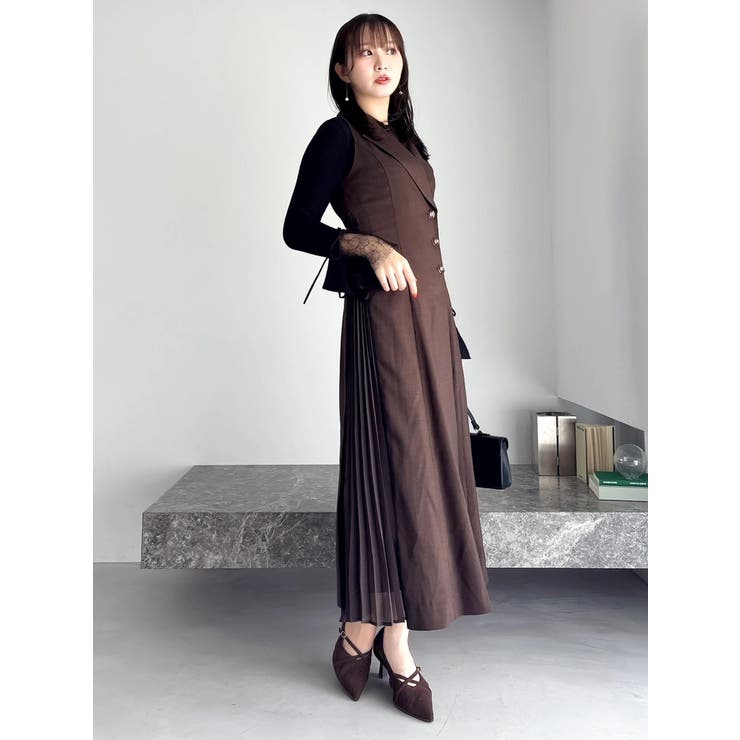 【新色あり】サイドプリーツテーラーワンピース | dazzlin | 詳細画像29 